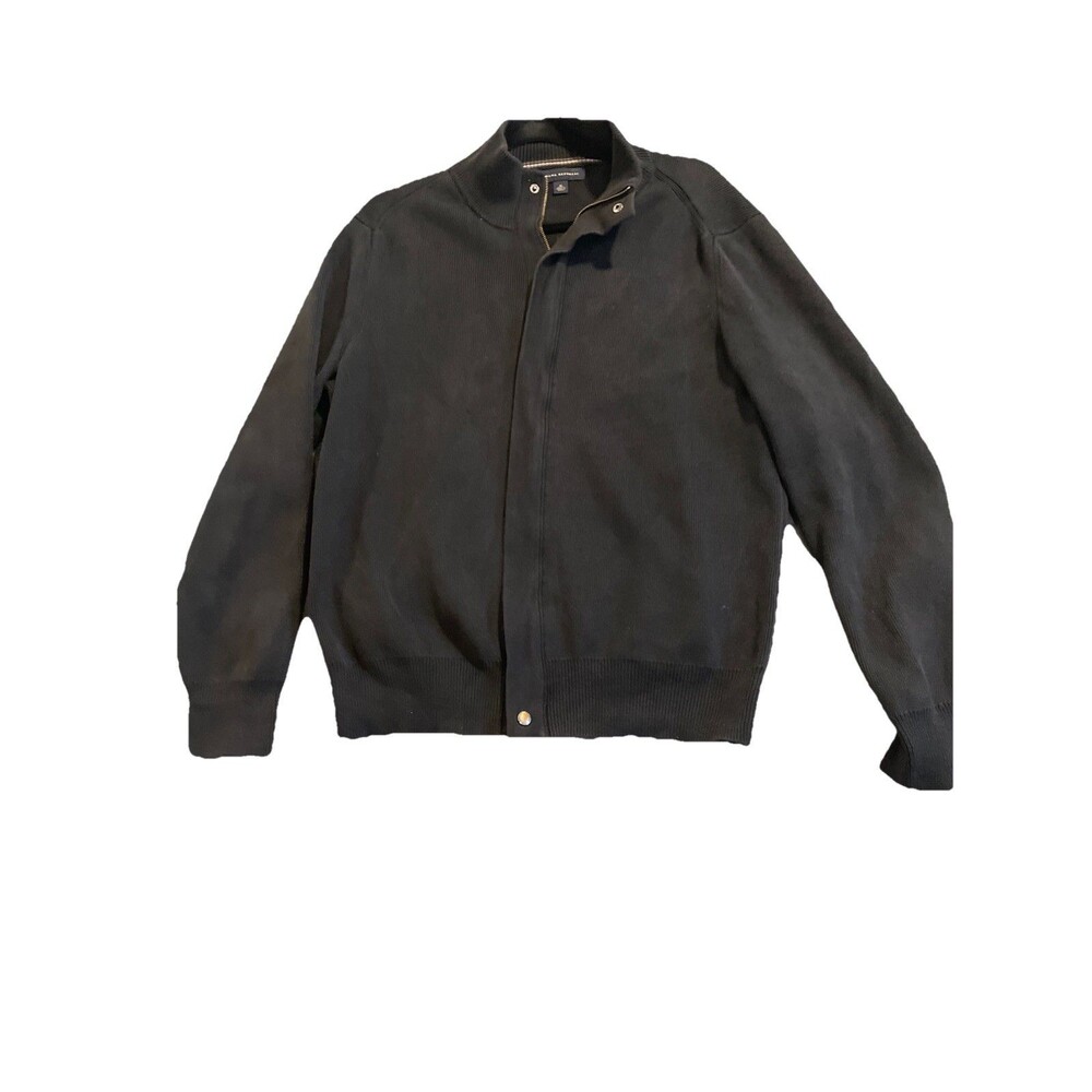 Banana Republic Sweater Jacket Mens Medium Bomber Cardigan Full Zip Cotton Black